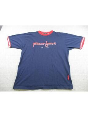 Vintage Paco Jeans Shirt Mens Medium Embroidered Navy Skateboarding Hip Hop Y2K